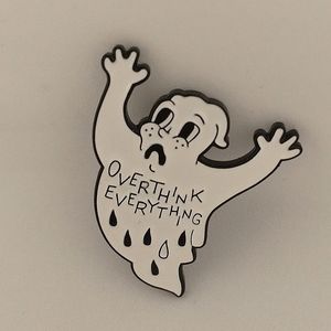 🧁 3/$30 Overly Concerned Ghost "Overthink Everything" Enamel Pin NEW